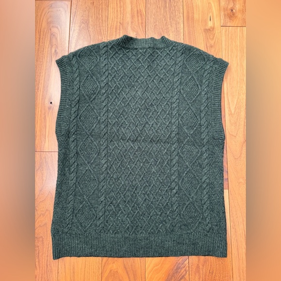 Madewell Cable Knit V-Neck Sweater Vest M Dark Forest Green - Picture 15 of 15